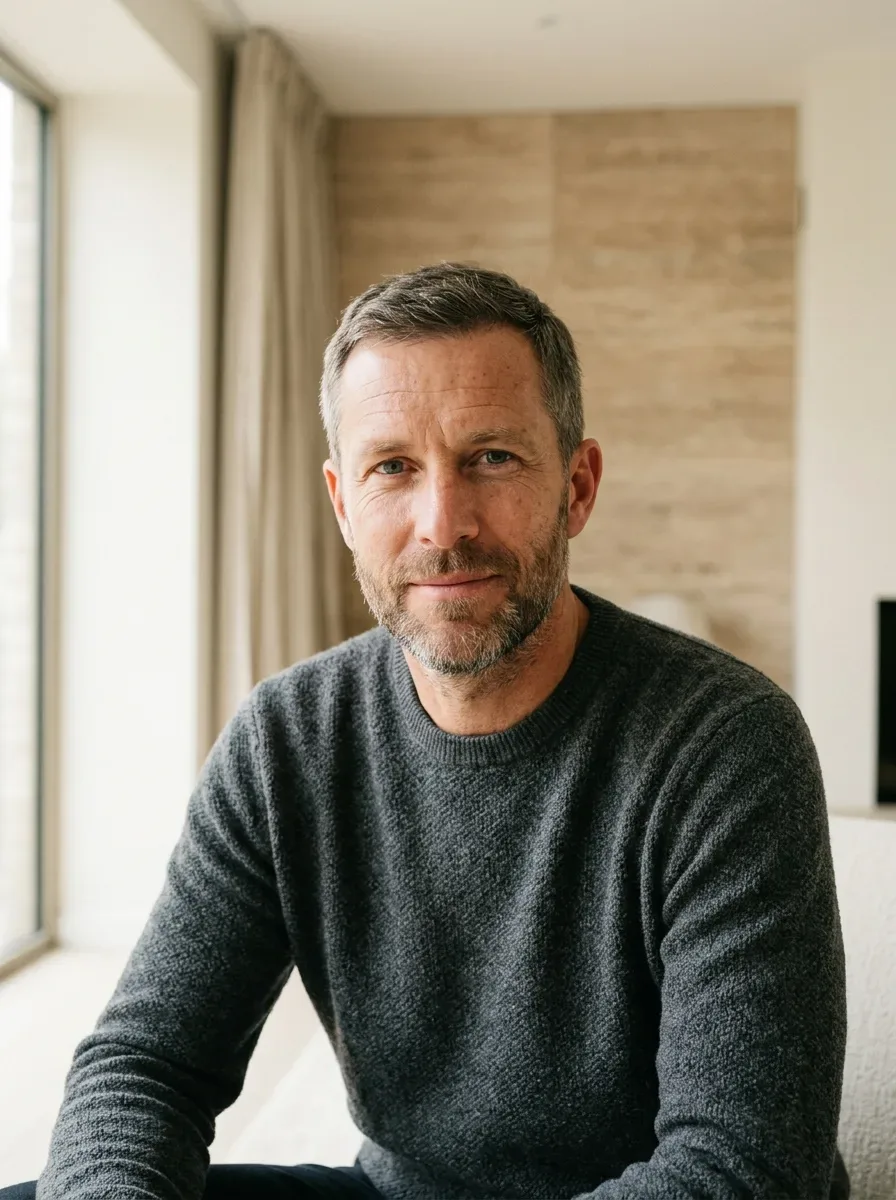 Man with relaxed, natural facial features
